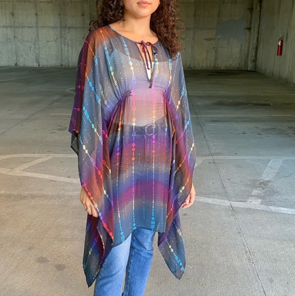 Twelfth Street by Cynthia Vincent Sheer Silk Tunic Cover Up Size Small